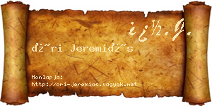 Őri Jeremiás névjegykártya